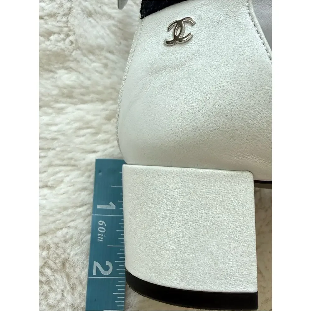 CHANEL white shoes with velvet black bow size 39 EU or 9 US Authentic - Picture 11 of 13
